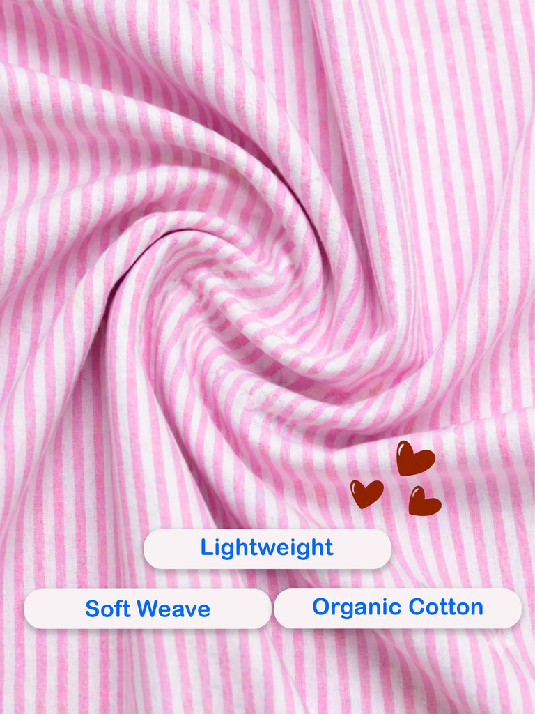 Girls Pink Striped Co-Ord Set | 100% Organic Cotton