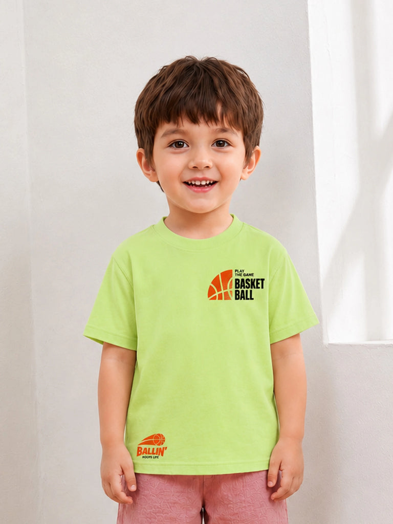 Bamboo Fabric Unisex Kids T-Shirt – Basketball Print Soft Breathable Tee