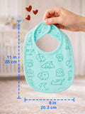 Organic Cotton Baby Bib Pack of 3 – Soft Breathable Bow, Flower & Blue Dog Print, Feeding & Drool Bibs