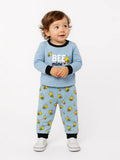 Unisex Cotton Nightwear Set for Kids | Soft Breathable Sleepwear with Cute Bee Print & Full Sleeves Top | Blue