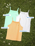 Bamboo Camisole for Kids Pack of 3 (White & Peach & Mint Green) – Soft, Breathable & innerwear