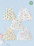 Extra Soft Muslin Baby Girls Frock Pack of 5 – Avocado, Car, Space, Car & Butterfly Prints