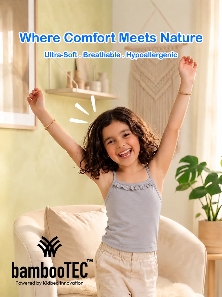 BambooTEC™ Bamboo Girls Camisole – Grey Sleeveless Ruffle Camisole