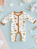 100% Organic Cotton Baby Rompers/Bodysuits – Set of 4 with Bear, Animal, Tiger & Heart Patterns