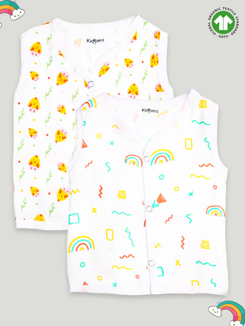 Extra Soft Mulmul Cotton Jhabla Cloth for Baby | Cute Chick and Rainbows Print May Vary