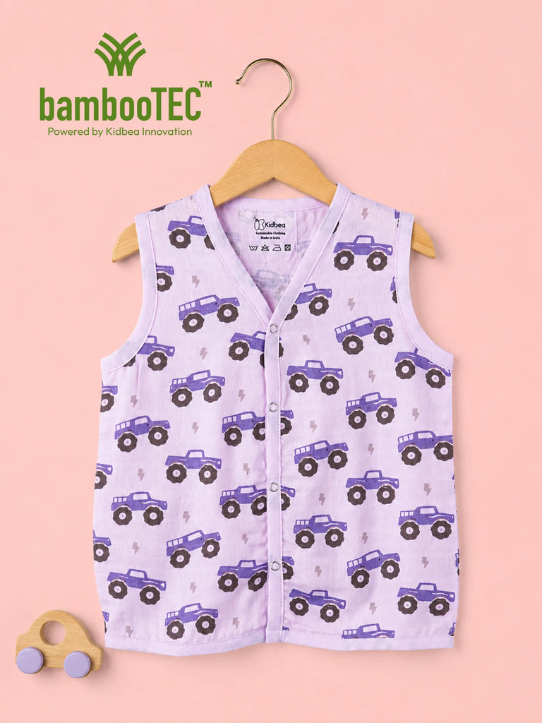 BambooTEC™ Bamboo Muslin Baby Jhabla – Monster Truck Print