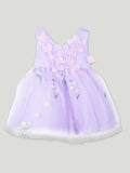 Baby Girl Party Dress – Lavender Tulle Floral Embroidered Dress with 3D Flower Applique