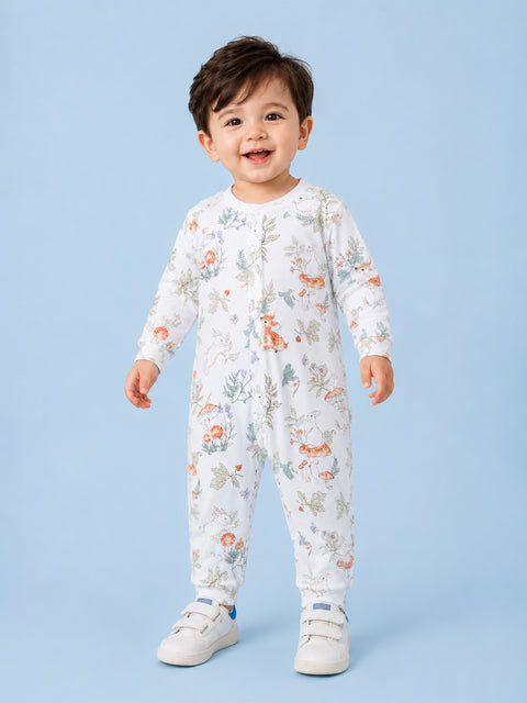 BambooTEC™ Unisex Bamboo Baby Romper – Woodland Friends Print
