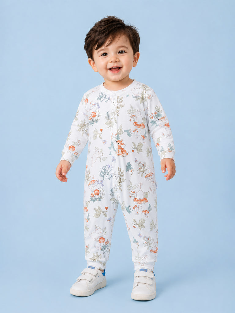 BambooTEC™ Unisex Bamboo Baby Romper – Woodland Friends Print