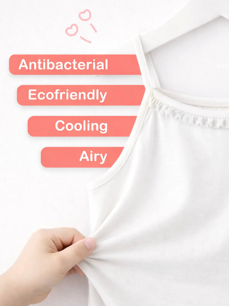 Bamboo Camisole for Kids Pack of 2 (Peach & White) – Soft, Breathable & innerwear