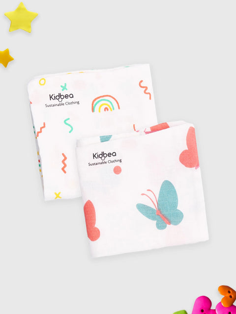 Muslin Premium ultra Soft doubled layer Napkin Multicolor  | Pack of 2 | Assorted