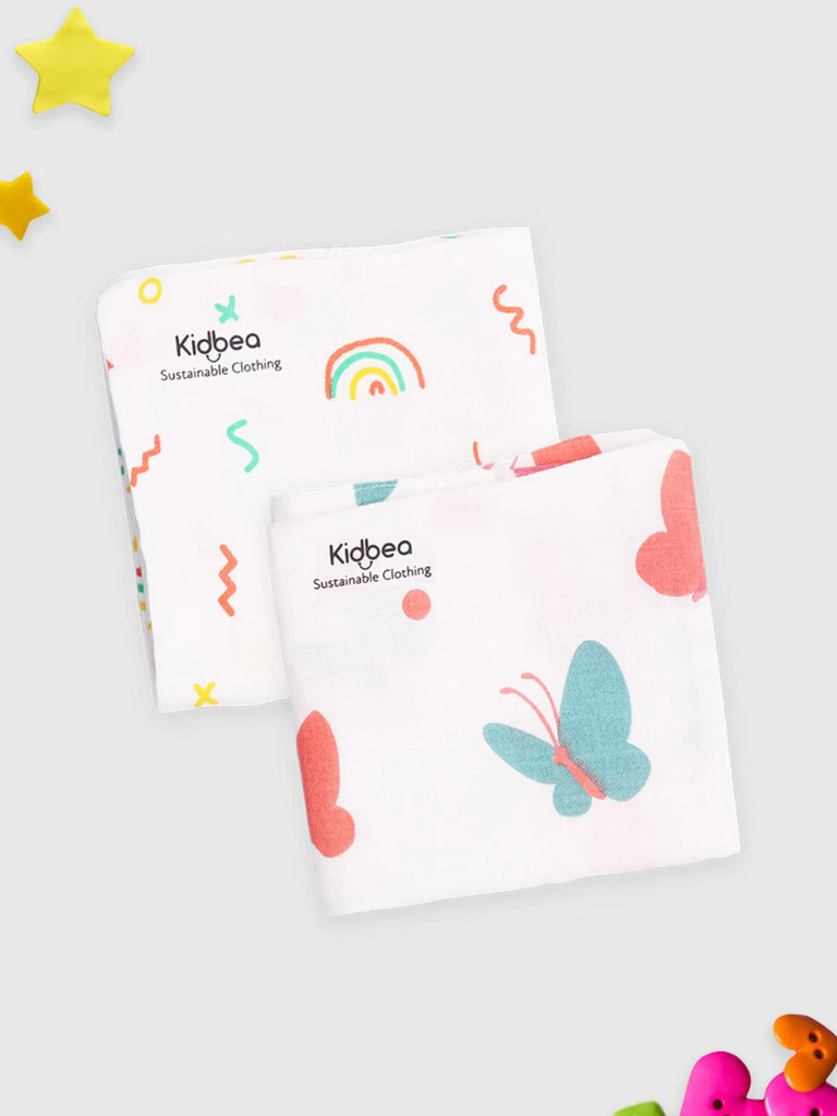 Muslin Premium ultra Soft doubled layer Napkin Multicolor  | Pack of 2 | Assorted