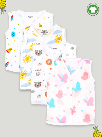 Kidbea Extra Soft Muslin Cotton Jhabla Cloth for Baby | Space, Sun, Tiger and Butterfly Print | Print May Vary