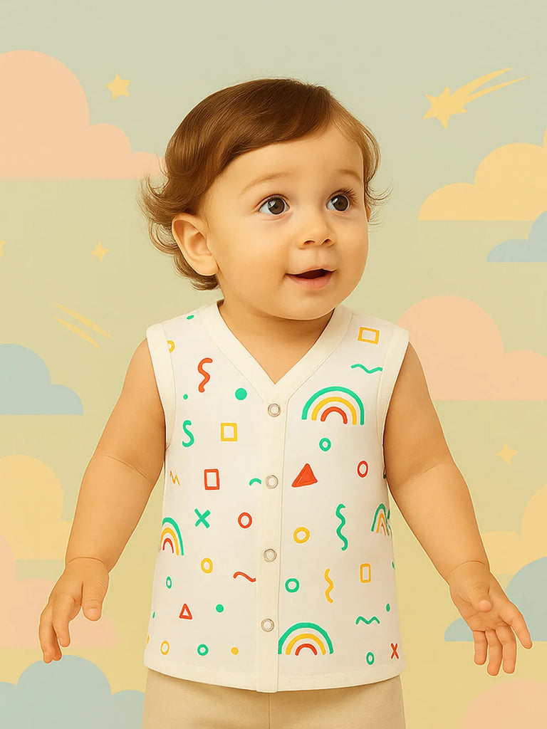 Premium Extra Soft Muslin Baby Jhabla | Cute Rainbow Print