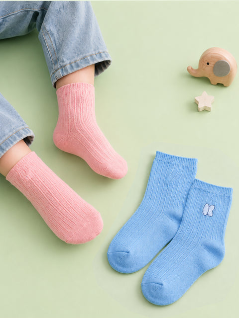 BambooTEC™ Kids Ribbed Crew Socks Combo Pack – Pink & Sky Blue (Pack of 2)