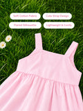 Girls Cotton Frock – Light Pink Sleeveless Flared Dress with Waist Tie