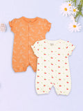 Organic Cotton Girls’ Giraffe & Cherry Print Romper Pack of 2