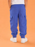 Unisex Blue Cotton Kids Cargo Jogger Pants – Comfortable Everyday Bottomwear