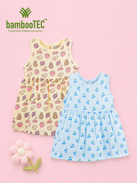 BambooTEC™ Bamboo Muslin Girls Frock – Fruit & Cherry Print | Pack of 2