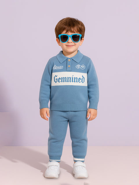 Cozy Winter organic cotton Set for Baby Boys | Polo & Pant Co-ord