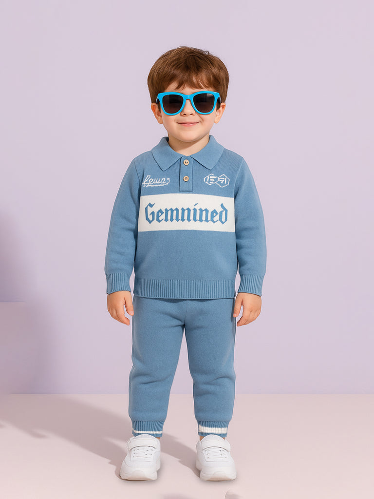 Cozy Winter organic cotton Set for Baby Boys | Polo & Pant Co-ord