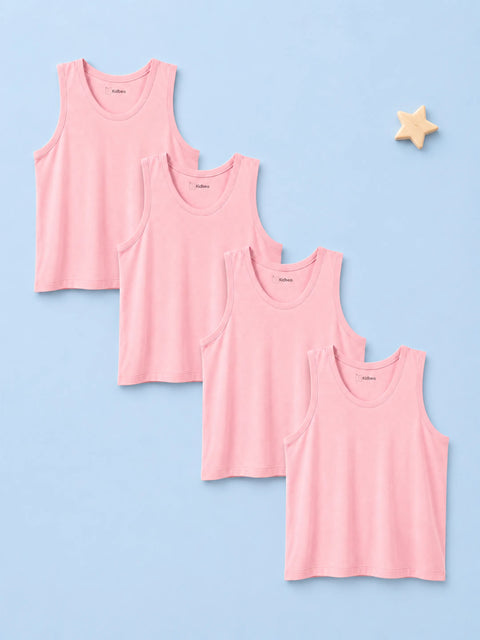BambooTEC™ Bamboo Kids Vest Pack of 4 – Pink Sleeveless Vests