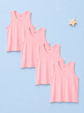 BambooTEC™ Bamboo Kids Vest Pack of 4 – Pink Sleeveless Vests