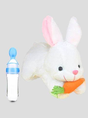 Kidbea Rabbit Soft Toy & Silicone Food Nibbler Soft Pacifier/Feeder, Teether for Baby