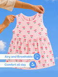BambooTEC™ Bamboo Muslin Baby Frock – Pink Flower Print, Soft & Breathable Dress
