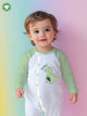 Organic Cotton Dinosaur Print Romper – Green, Full Sleeves