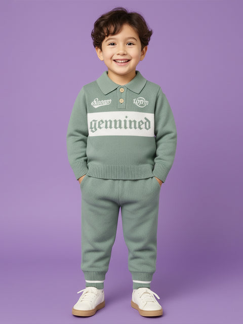 Cozy Winter organic cotton Set for Baby Boys | Polo & Pant Co-ord