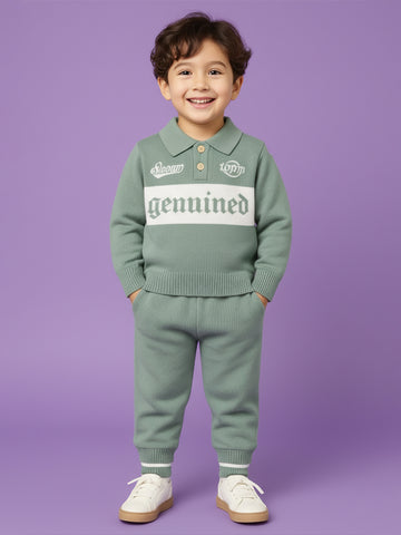Cozy Winter organic cotton Set for Baby Boys | Polo & Pant Co-ord