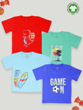 Kidbea 100% Cotton fabric boys T - shirt combo | pack of 4 | Awesome , Game on , Los Angeles  & Life is good