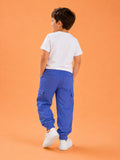 Unisex Blue Cotton Kids Cargo Jogger Pants – Comfortable Everyday Bottomwear