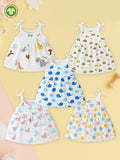 Extra Soft Muslin Baby Girls Frock Pack of 5 – Dinosaur, Car, Whale, Butterfly & Star Prints