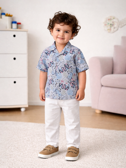 Boys Summer Printed Half Sleeve Shirt | 100% Organic Cotton