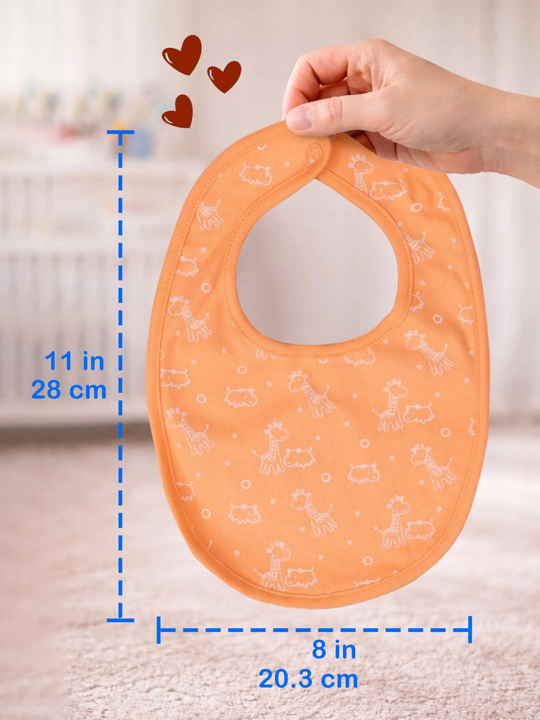 Organic Cotton Baby Bib Pack of 3 – Soft Breathable Giraffe, Football & Flower Print, Feeding & Drool Bibs