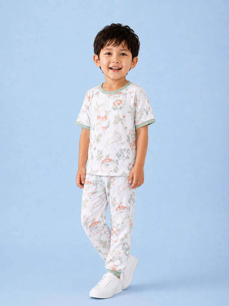 BambooTEC™ Unisex Bamboo Fabric Woodland Print T-Shirt & Pyjama Set
