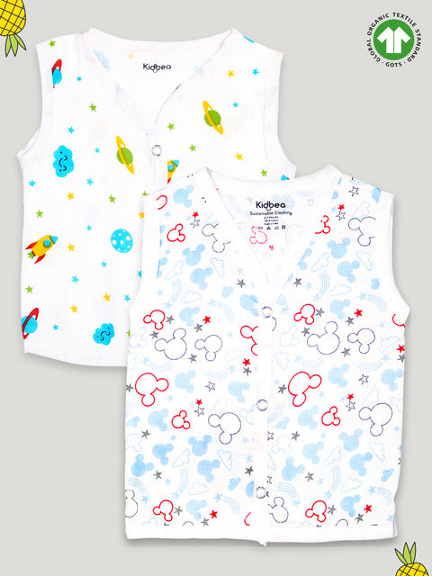 Extra Soft Muslin Cotton Jhabla Cloth for Baby | Space and Mickey Print | Print May Vary