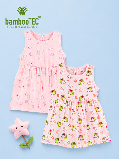 BambooTEC™ Bamboo Muslin Girls Frock – Star & Parrot Print | Pack of 2