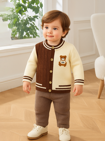 Organic Cotton Baby Winter Cardigan | Soft Knitted Bear Sweater