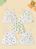 Extra Soft Muslin Baby Girls Frock Pack of 5 – Ice Cream, Rainbow, Avocado, Car & Space Prints