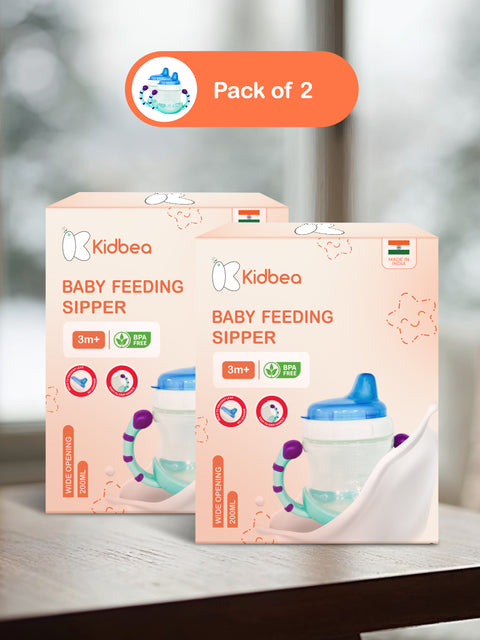 Baby Sipper Cup – Blue (Pack of 2) | BPA-Free, Soft Spout, Spill-Proof Design, Easy Grip Handles, 200ML Each