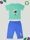 Kidbea 100% Cotton  fabric Girls t-shirt & pant combo | Los Angeles with Blue Pant Set