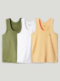 Bamboo Vest for Kids Pack of 3 (Olive Green& White & Peach) – Soft, Breathable & innerwear