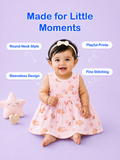 BambooTEC™ Bamboo Muslin Baby Frock – Puppy & Floral Print, Soft & Breathable Dress