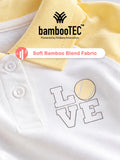 BambooTEC™ Bamboo Girls Frock – Yellow & White Love Graphic Full-Sleeve Dress