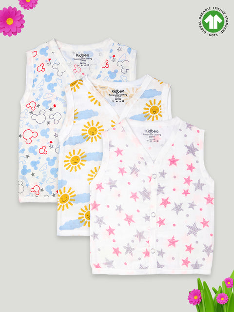 Extra Soft Muslin Cotton Jhabla Cloth for Baby | Mickey, Sun and Star Print | Print May Vary