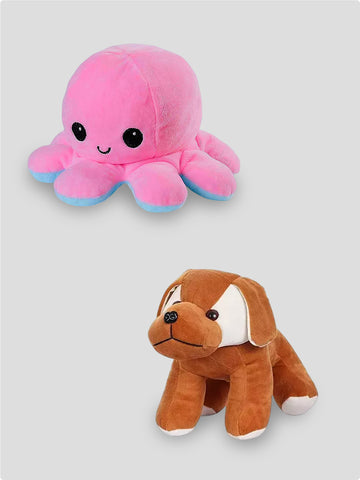 Kidbea Octopus Mood Change and Puppy Soft Toy, Suitable for Boys, Girls and Kids, Super-Soft, Safe.