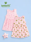 BambooTEC™ Bamboo Muslin Girls Frock – Floral & Frog Print | Pack of 2